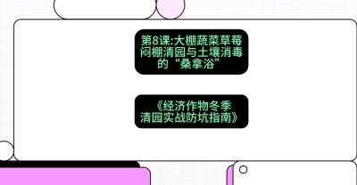 第8节：【大棚蔬菜草莓】闷棚清园与土壤消毒的&ldquo;桑拿浴&rdquo;，课程：《经济作物冬季清园&middot;实战防坑指南》#识农AI